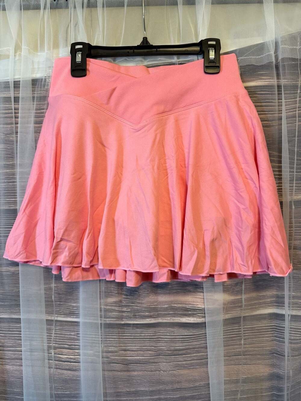 OOQ Women's Candy Pink Crossover High Waisted 2-in-1 Athletic Tennis Skort
